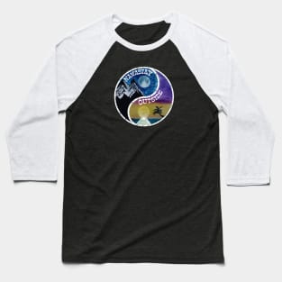 Namastay Outside Zen outdoors Yin Yang balance your woods and water mountains and beaches moonrise sunset Baseball T-Shirt